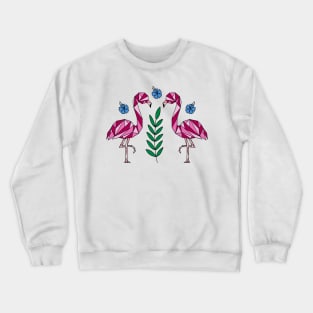 Geometric Flamingos and Hibiscus Flowers Crewneck Sweatshirt